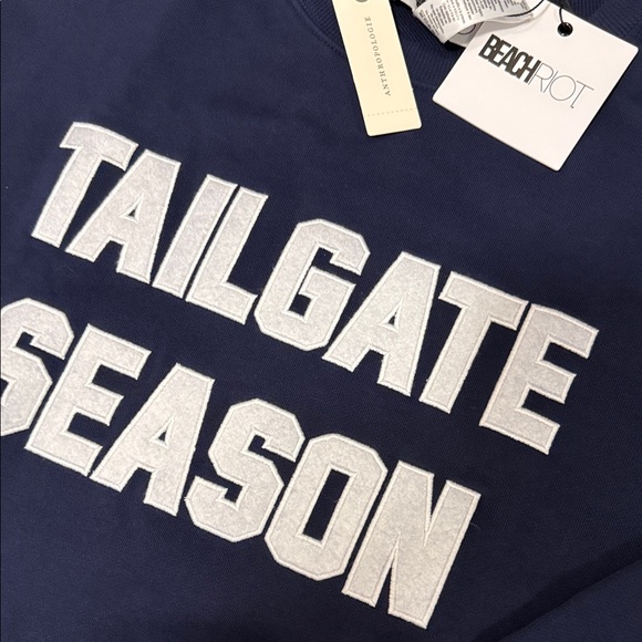 Beach Riot Tailgate Season Women's Sweatshirt - Navy and White - NWT - Picture 2 of 3